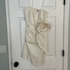 Eliza J Ivory Strapless Dress with floral detail